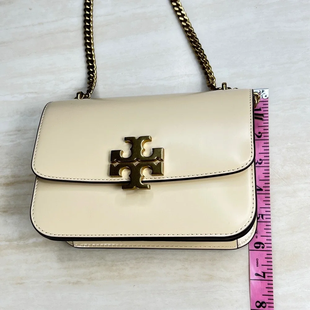 Tory Burch Eleanor Small Convertible Shoulder Bag Cream Ivory Gold Chain Logo - Picture 11 of 12